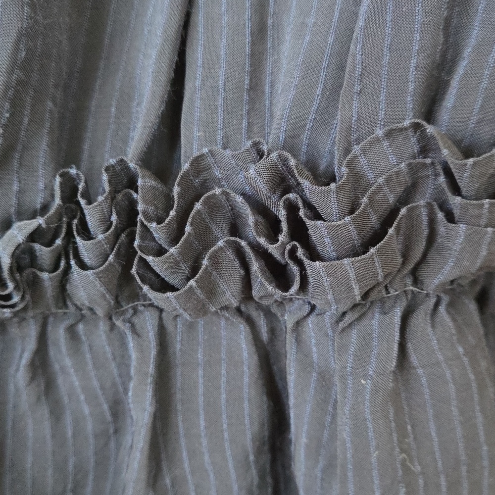 Idyllwind Romantic Ruffle Tiered Midi Dress Navy Blue‎ Lace Up Size M - Picture 7 of 10